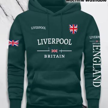 Muška majica s kapuljačom s britanskom zastavom i grafikom Liverpoola