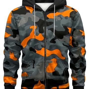 Muška majica s kapuljačom i maskirnim uzorkom, s printom