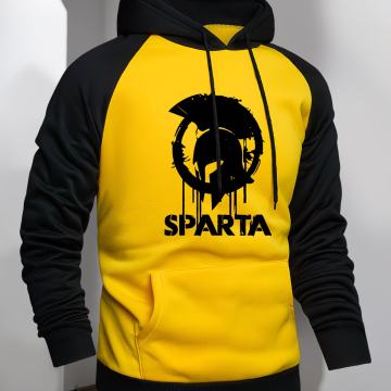 Muška majica s kapuljačom i spartanskim grafičkim printom, ležerna