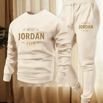 Muška modna majica s dugim rukavima, okruglim izrezom i hlačama