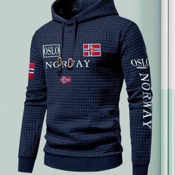 Muška tamnoplava majica s kapuljačom s natpisom "OSLO NORWAY"