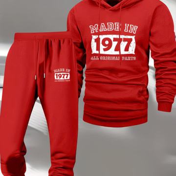 Muški dvodijelni set od majice dugih rukava s vintage grafikom iz 1977