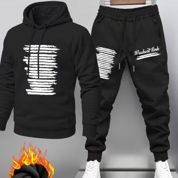 Muški modni set od debele zimske majice s kapuljačom i hlača