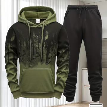 Muški set od majice s kapuljačom i trenirki - lagana, periva, sportska