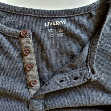 Plava (blue melange-navy) muška majica dugih rukava na gumbiće