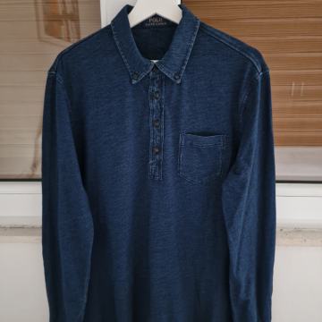 POLO RALPH LAUREN modra polo jeans majica dugi rukav (L)