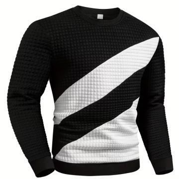 Proljetno/jesenski novi crno-bijeli pulover s okruglim izrezom u bojI