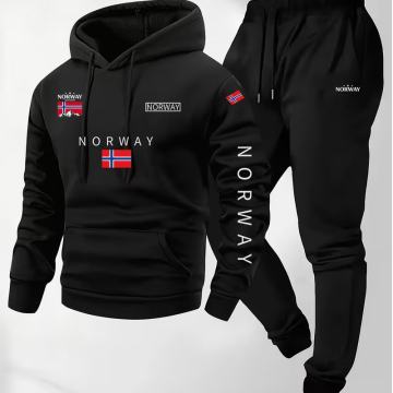 Set od 2 komada crtane majice s kapuljačom i natpisom NORWAY s vezicom