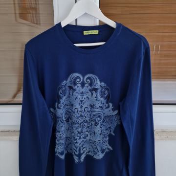 VERSACE JEANS plava logo print majica dugi rukav (XL)