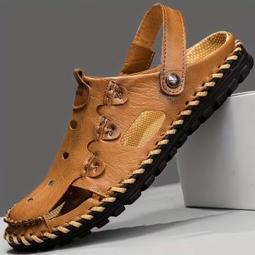 Muške sandale bez nazubljenja - crno-smeđe ljetne u vintage stilu