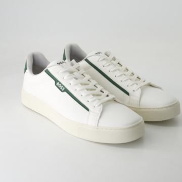 Muške BOSS Rhys Cupsole modne tenisice u bijeloj boji sa zelenim detal