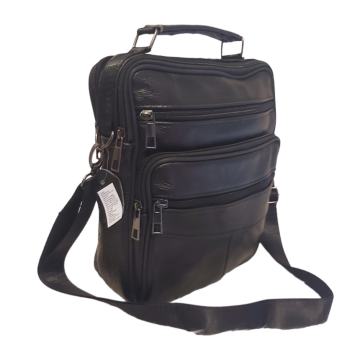 Kožna muška torba crna 23x25x10