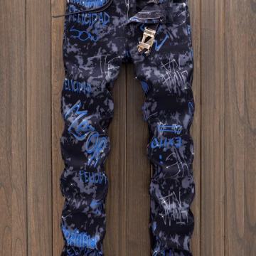 Nove muške traper hlače s digitalnim printom, moderne ležerne duge