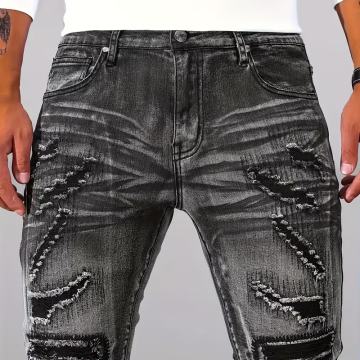 Muške uske rastezljive traperice - srebrno sive, ležerna moda