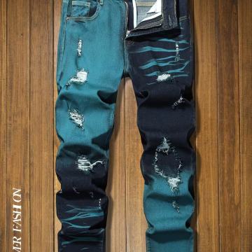 Muške vintage hlače od imitacije trapera s iznošenim efektom