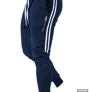 Muška atletska pletena joggers trenirka- sive s bijelim prugama