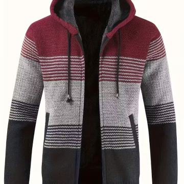 Muški jesensko/zimski sportski pleteni pulover s kapuljačom