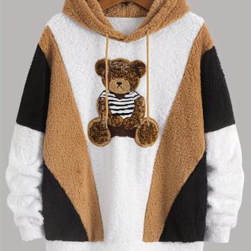 Muška plišana majica s kapuljačom s medvjedom
