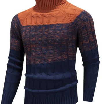 Muški debeli zimski pleteni džemper - Retro prugasti džemper