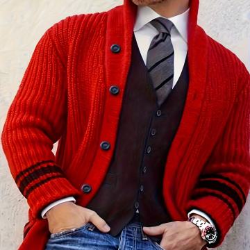 Muški dugi kardigan pulover, izrađen od debele pređe