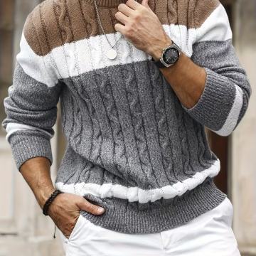 Muški džemper - Kestenjasti/Sivi/Plavi džemper u boji