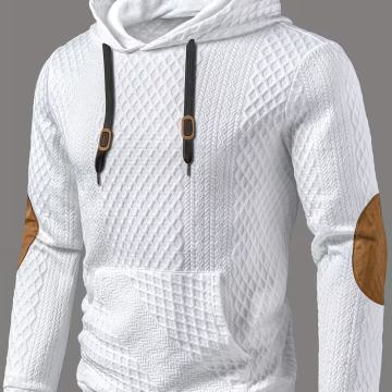 Muški ležerni pulover s kapuljačom - teksturirana tkanina
