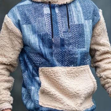 Muški ležerni pulover s kapuljačom i uzorkom u boji