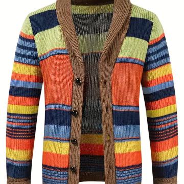Muški ležerni sportski džemper, kardigan s prugastim dizajnom u boji