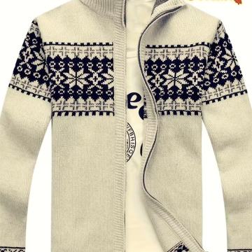 Muški ležerni zimski pleteni džemper kardigan