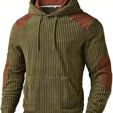 Muški maslinasto zeleni i smeđi pulover s kapuljačom