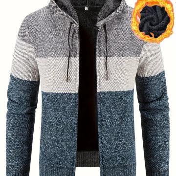 Muški topli flis pulover s kapuljačom i patentnim zatvaračem
