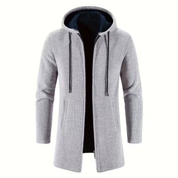 Muški zimski pulover od šenila s kapuljačom i patentnim zatvaračem
