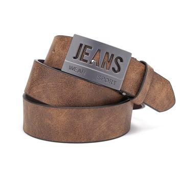 Muški BH crni remen od umjetne kože u vintage stilu s kopčom