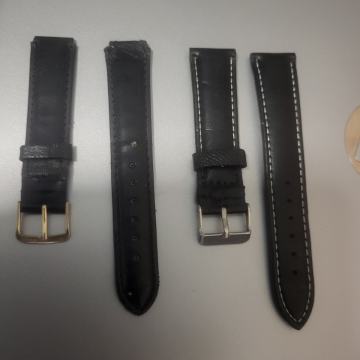 Remen za sat--koža,1 novi ,1 nošen,crni,vidi slike!