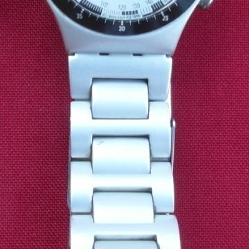 1996 Black & White Swatch Swiss Made Chronograph Watch, Steel Aluminiu