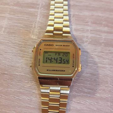 A168WE Men's Gold Stainless Steel Camo Digital Watch