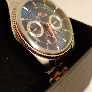 Belmond muški sat–kao nov, srebrno-zlatni, plavi odsjaji