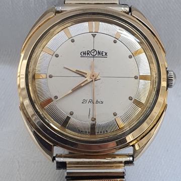 CHRONEX SWISS WATCH 21 RUBIS ROLLED GOLD BRACELET