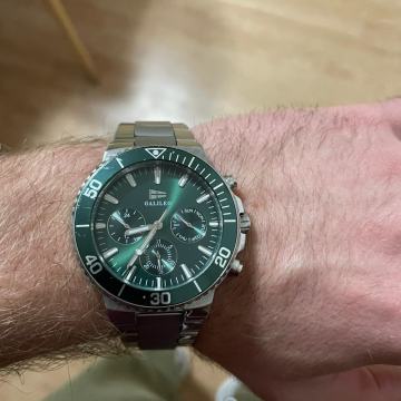 GALILEO Zeleni čelični srebrni sat