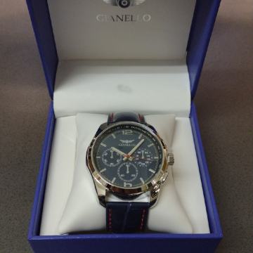 GIANELLO GNL7757BL Mens Blue Crocodile Whipstich Watch MSRP originalni
