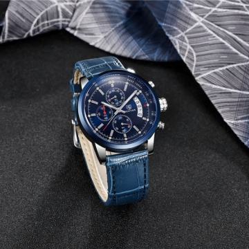 Muški sat - BENYAR Leather  Blue - AKCIJA!