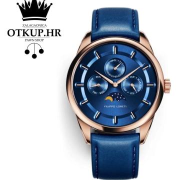 RUČNI SAT FILIPPO LORETI MOONPHASE BLUE GOLD V4104 - 40mm / R1, RATE!