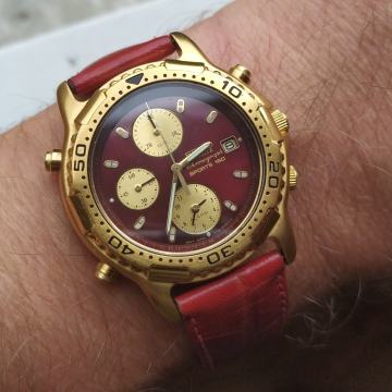 Seiko 7T32 analogni alarmni kronograf s kutijom, papirima