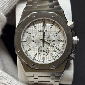 SEIKO MOD - AP ROYAL OAK - 42mm, BIJELI, CHRONOGRAPH