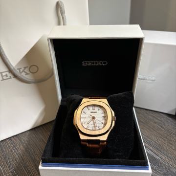 SEIKO MOD - NAUTILUS ROSE GOLD - 42mm, BIJELI, AUTOMATIC