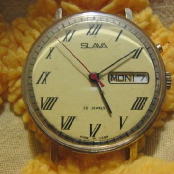 KOLEKCIONAR -"SLAVA"-stari ruski sat ,navijač,datumar,pozlata