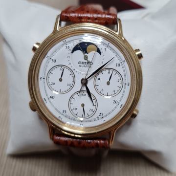 vintage SEIKO 7A48-7020 Quartz, Moon Phase