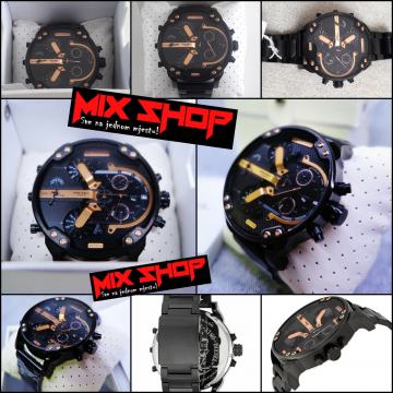 XXXL DIESEL DZ7312 BLACK/GOLD MR BIG DADDY MUŠKI SAT *NOVO*GARANCIJA*