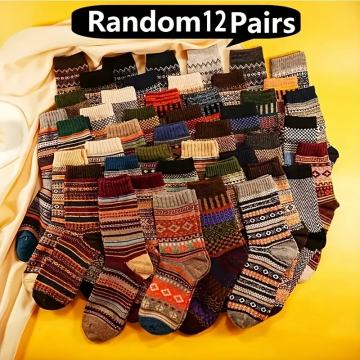 12 pari pletenih čarapa , neklizajuće, vintage, udobne i tople