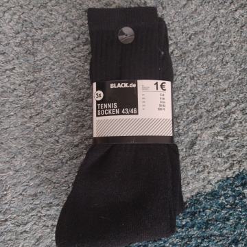 3x TENNIS SOCKEN 43/46 BLACK.de višlje deblje muške Čarape za tenis.:)